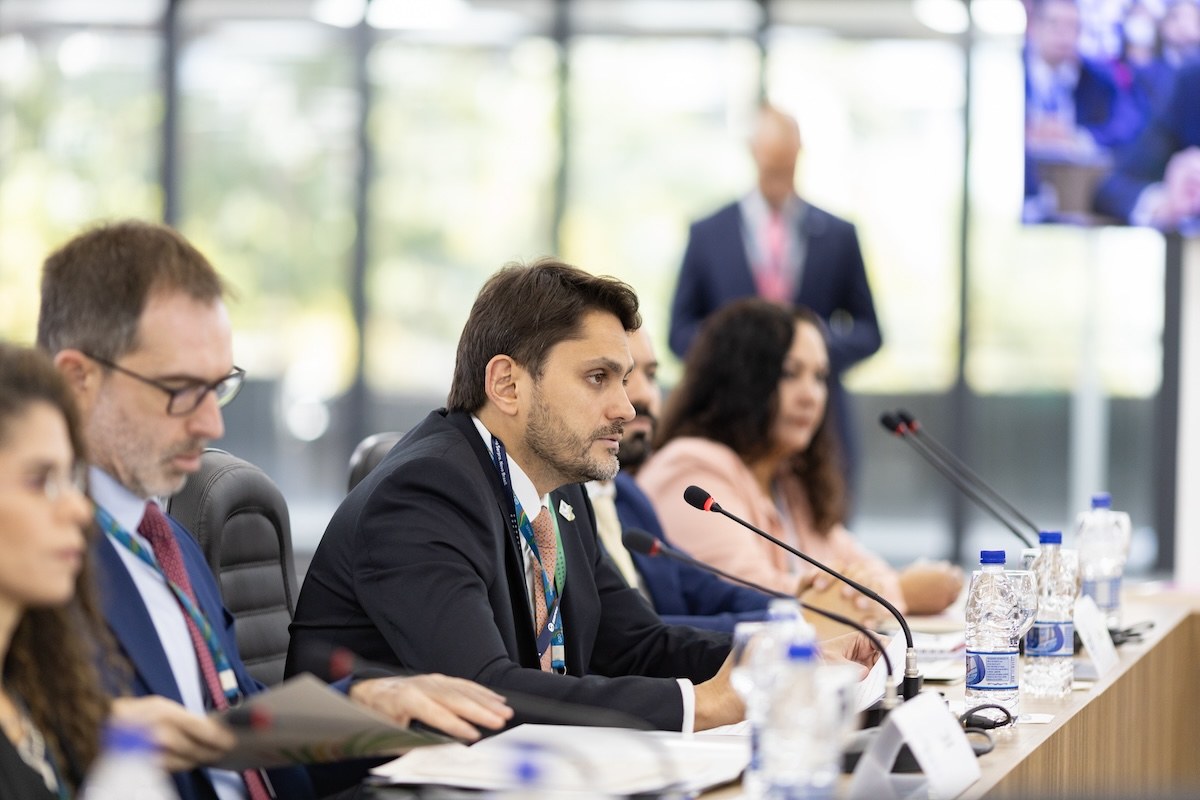 Brasil’s Minister of Communications, Juscelino Filho, opened the session of the G20 Digital Economy Working Group. / Credit: G20 Audiovisual