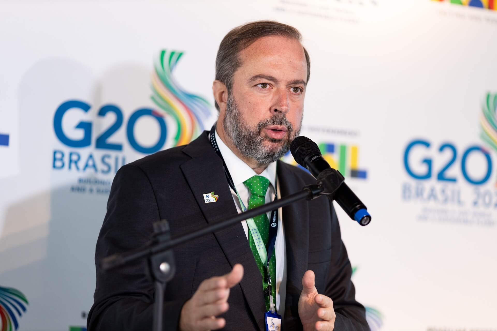 The Minister argues that energy transition requires cooperation between countries. Crédito: Audiovisual G20 Brasil 