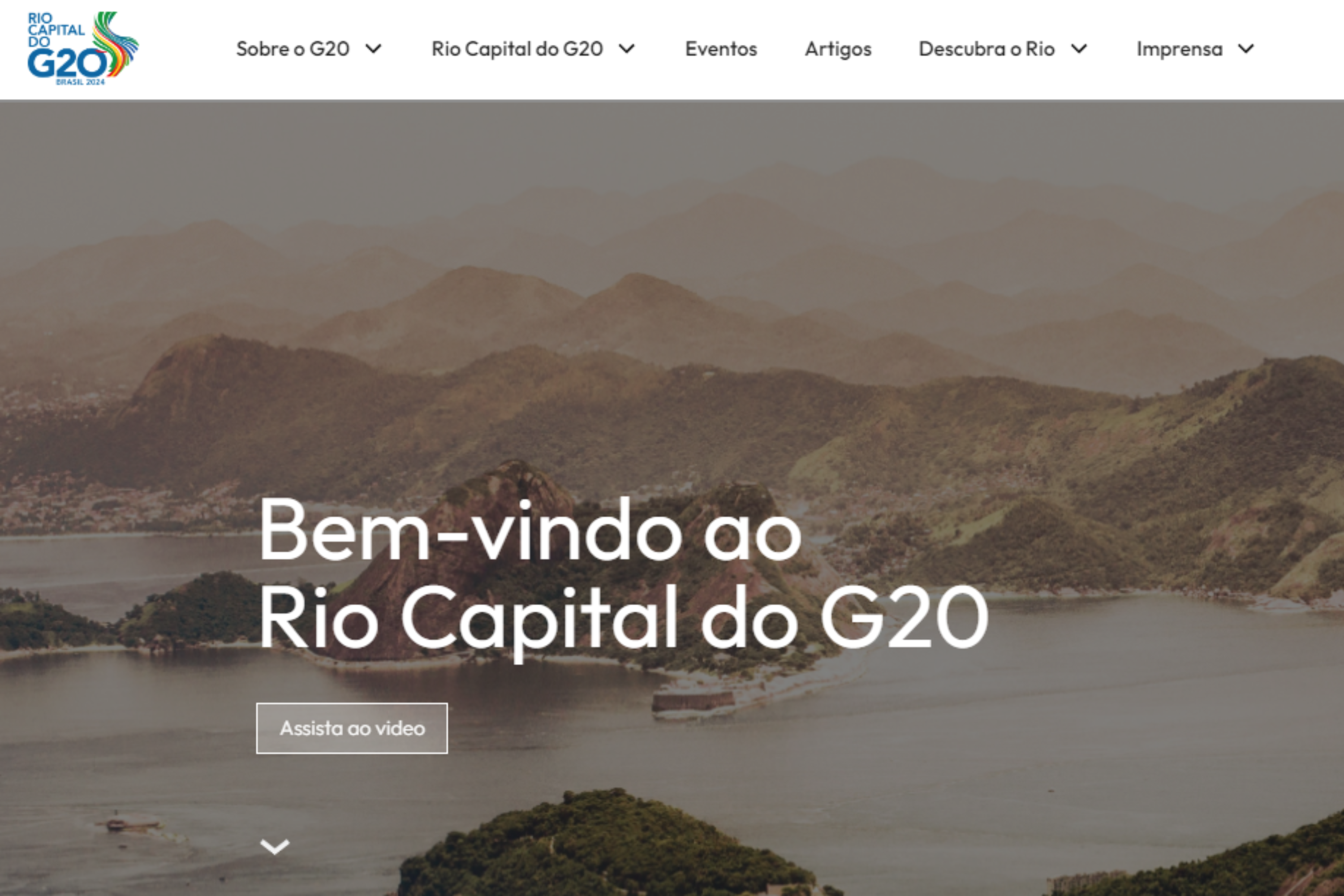 O site, gerenciado pela Prefeitura do Rio de Janeiro, busca ser um canal oficial sobre o G20 na cidade. | Imagem: Divulgação/Prefeitura Rio de Janeiro